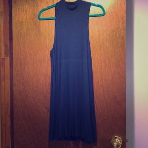 Navy keyhole turtleneck dress